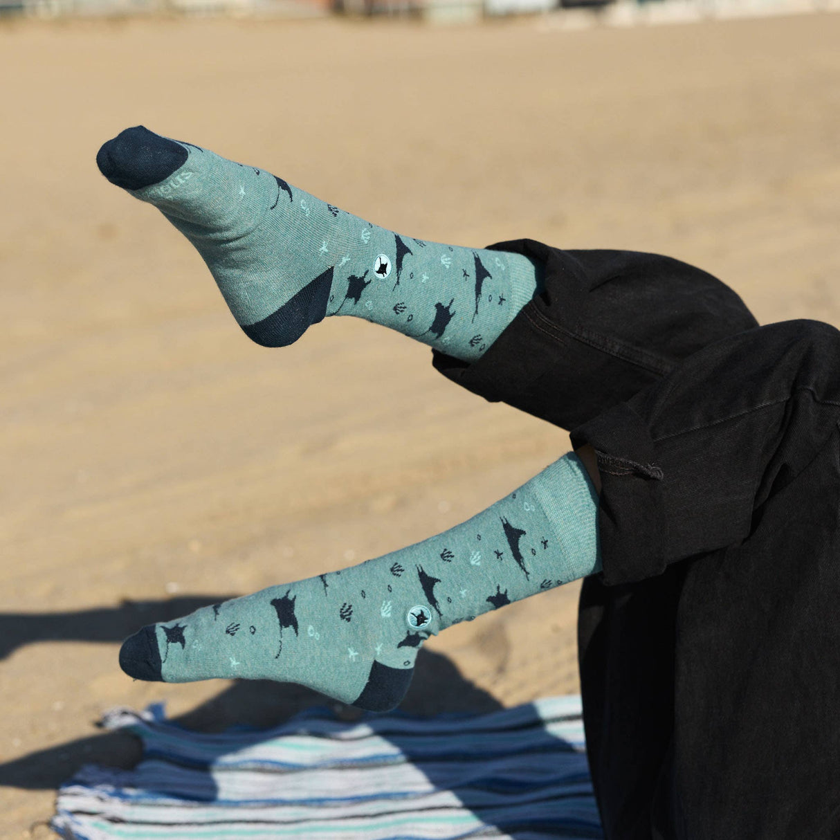 Socks that Protect Manta Rays | 70% Organic: Size Medium