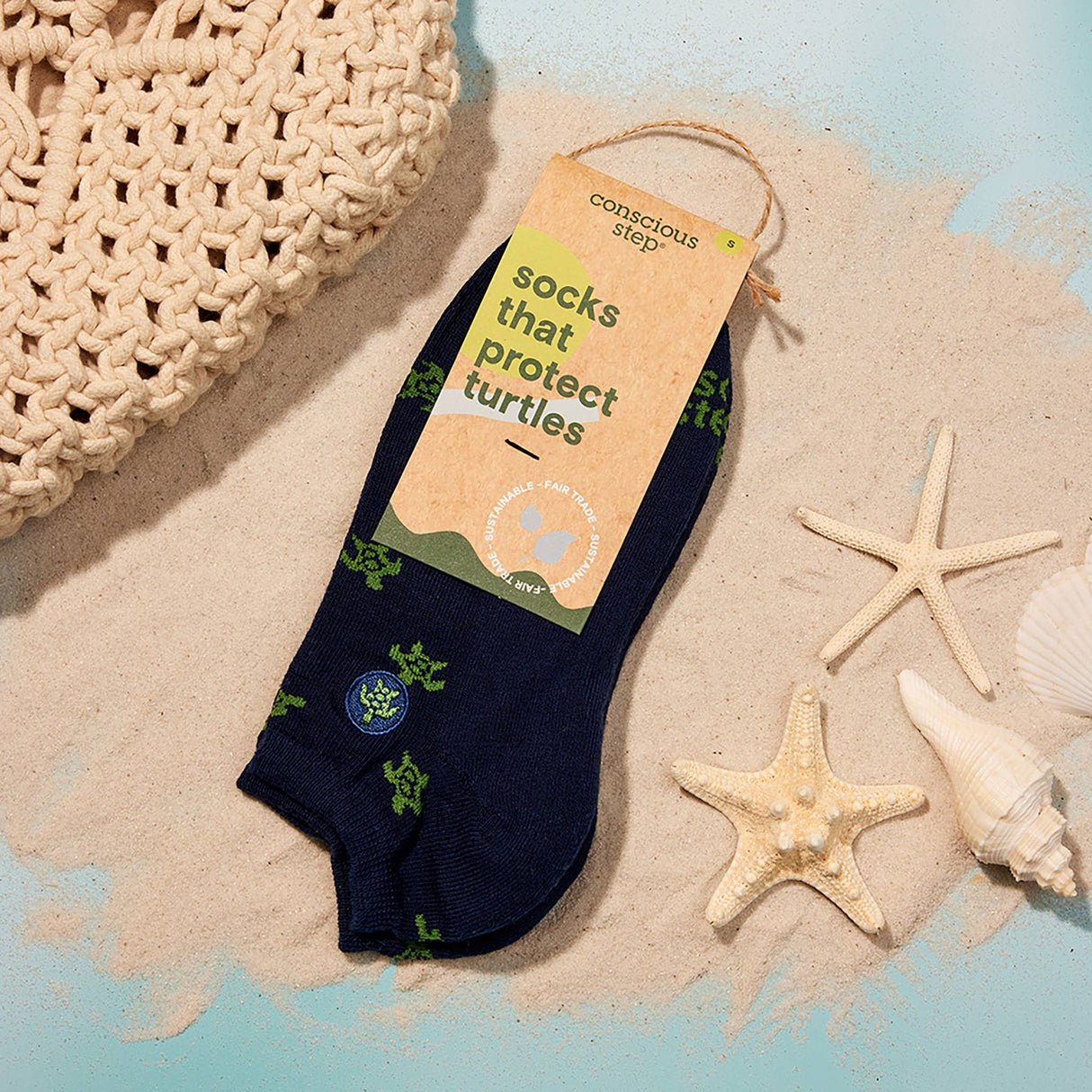 Ankle Socks that Protect Turtles | 75% Organic: Size Medium