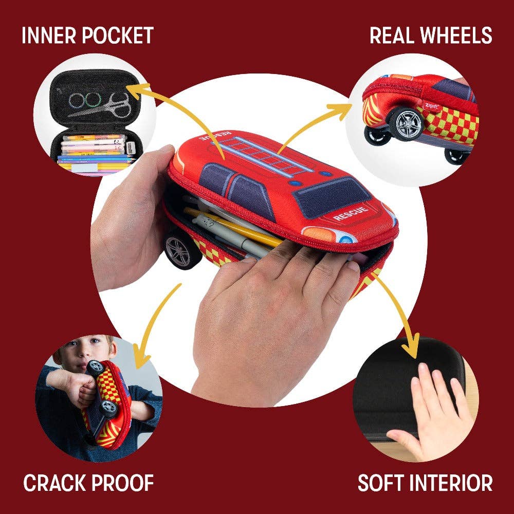 ZIPIT Red Alert Truck Pencil Case, Storage Box for Boys and Girls