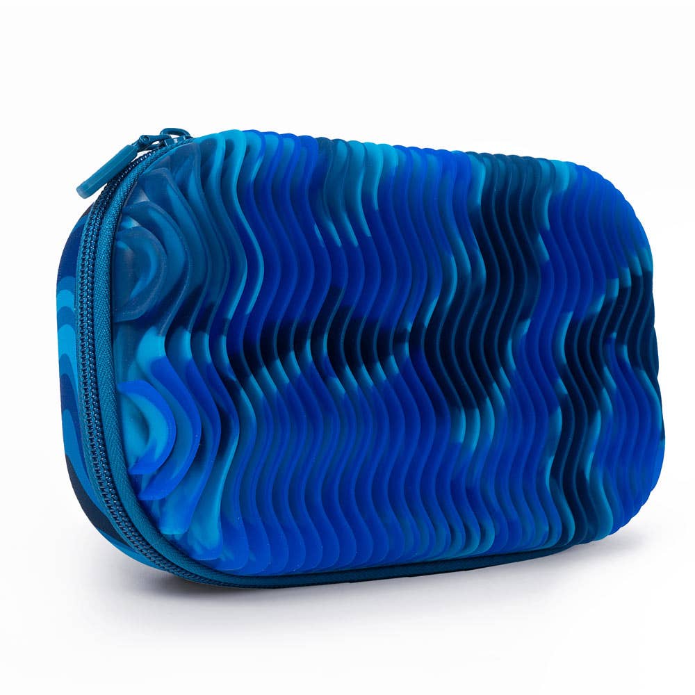 ZIPIT Blue Ocean Waves Storage Box, Sensory Pencil Case for Kids