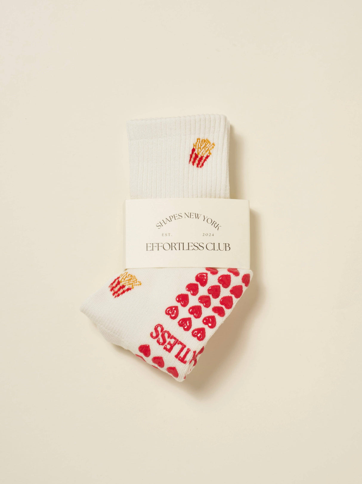 🍟 French Fries Grip Yoga and Pilates Socks WHITE - Warrior II to the Drive Thru