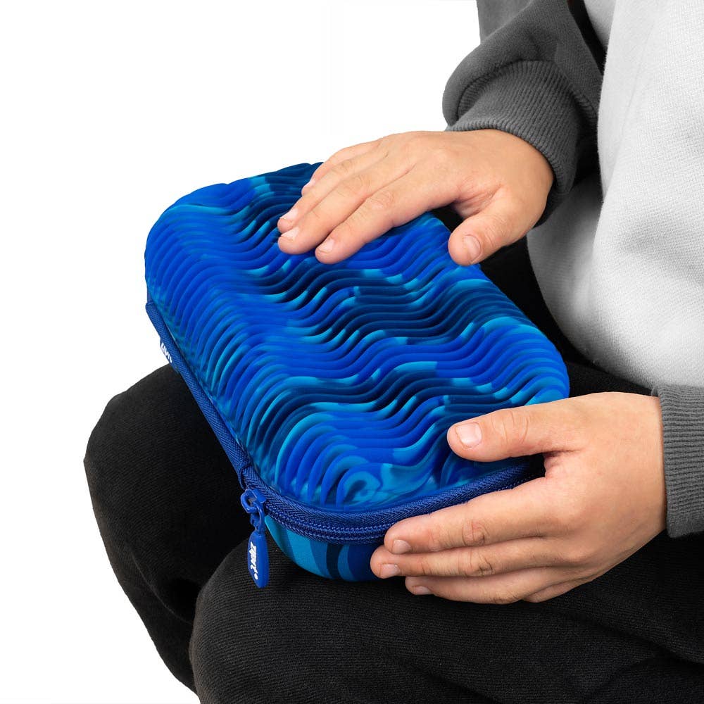 ZIPIT Blue Ocean Waves Storage Box, Sensory Pencil Case for Kids