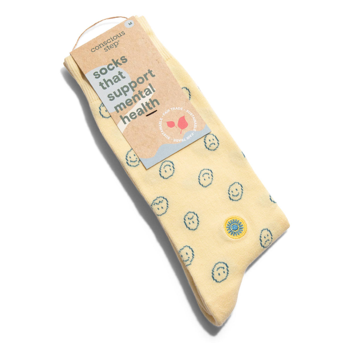 Socks that Support Mental Health | Smiley Faces 75% Organic: Size Medium