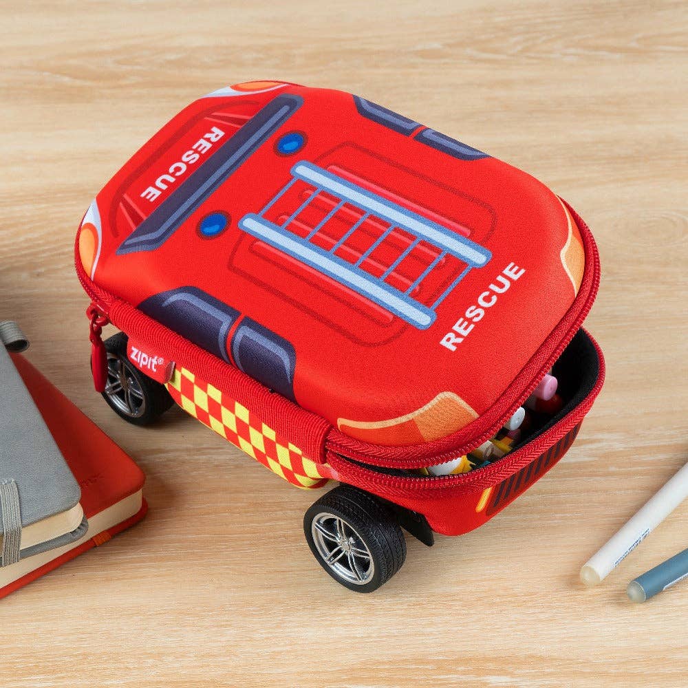 ZIPIT Red Alert Truck Pencil Case, Storage Box for Boys and Girls